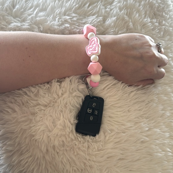 Pink Mom Holding Baby Keychain Wristlet - Picture 3 of 3